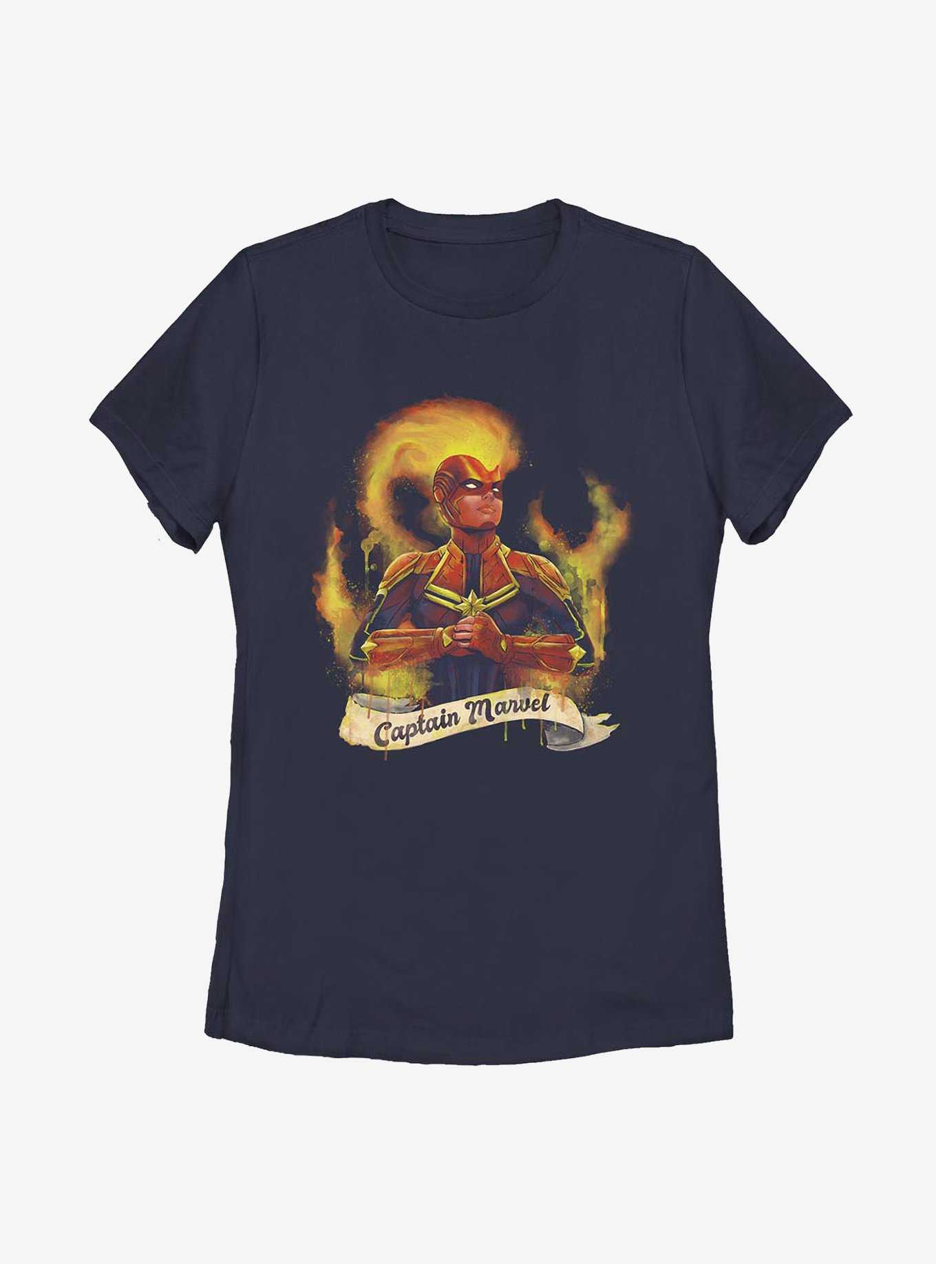 Captain Marvel Captain Flames Womens T-Shirt, , hi-res