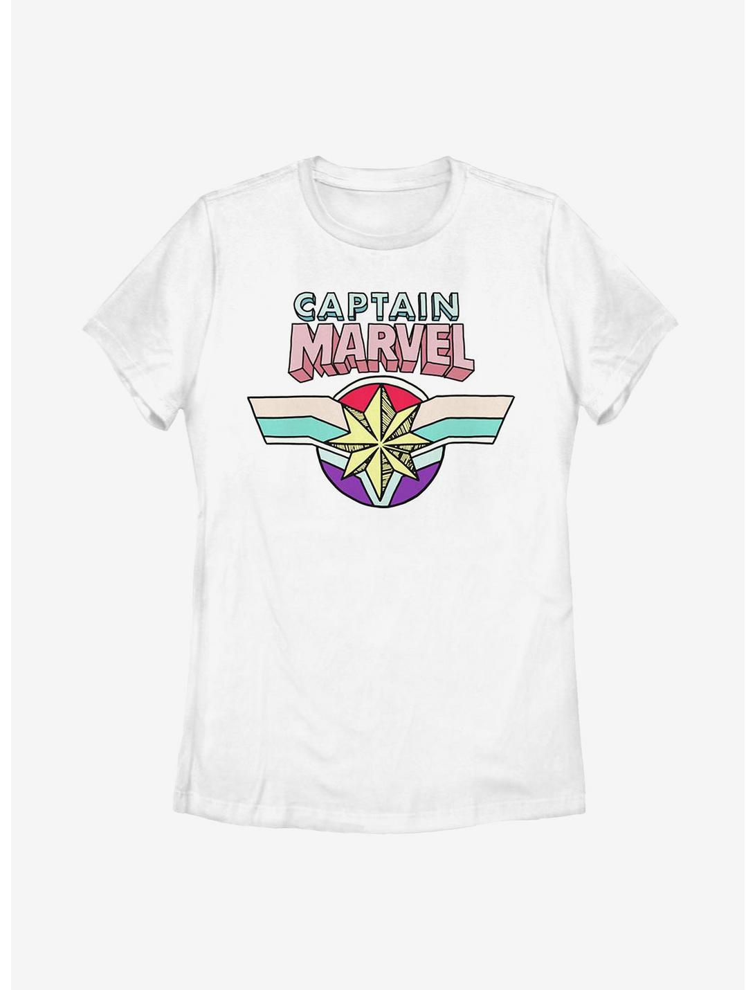 Captain Marvel Logo Womens T-Shirt, WHITE, hi-res