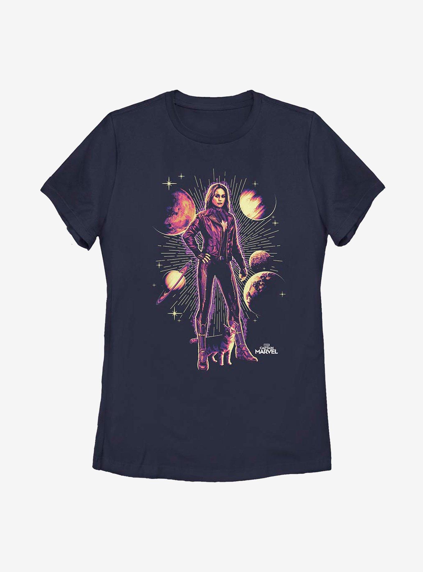Marvel Captain Marvel Cat Planet Womens T-Shirt, NAVY, hi-res