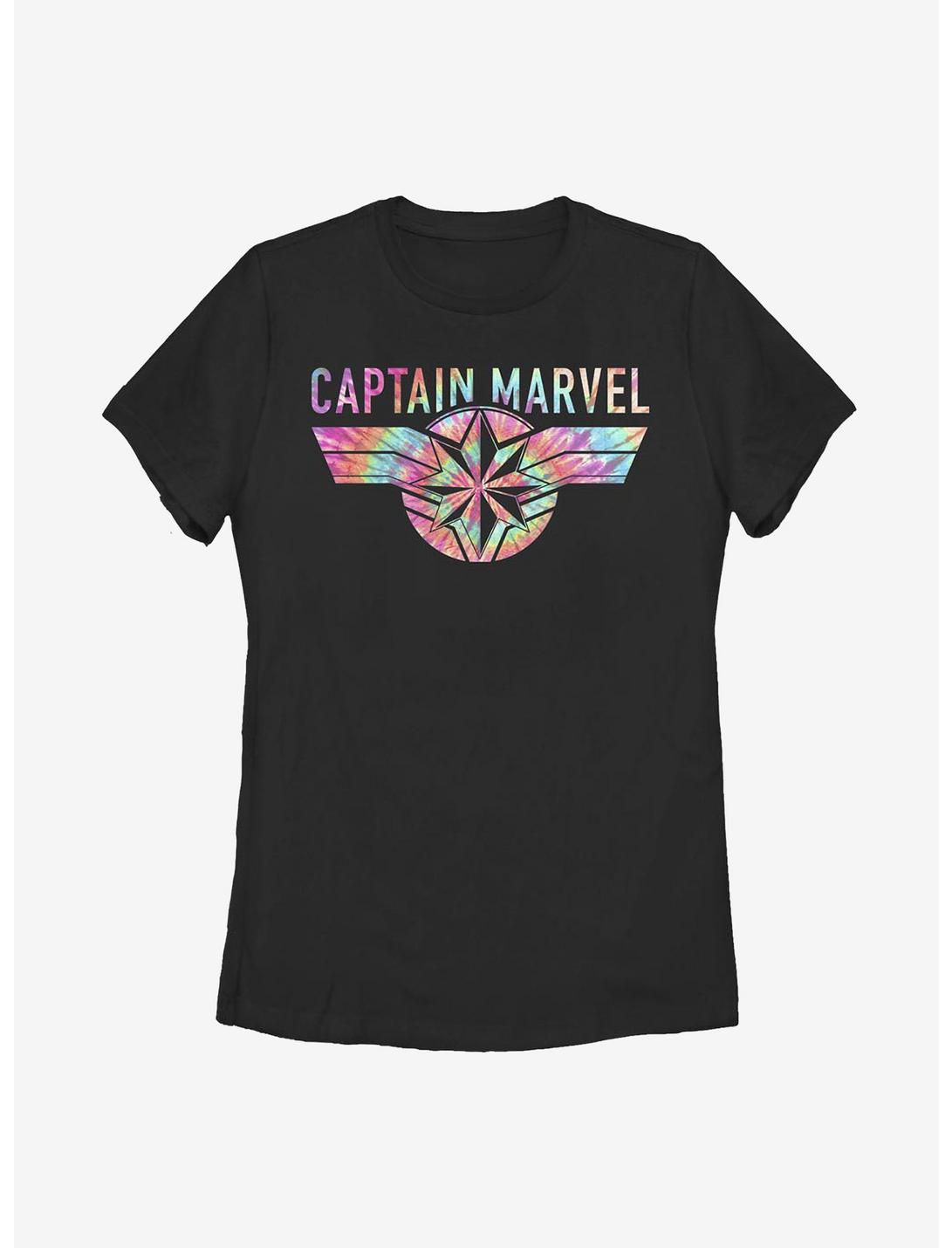 Captain Marvel Tie Dye Captain Womens T-Shirt, BLACK, hi-res