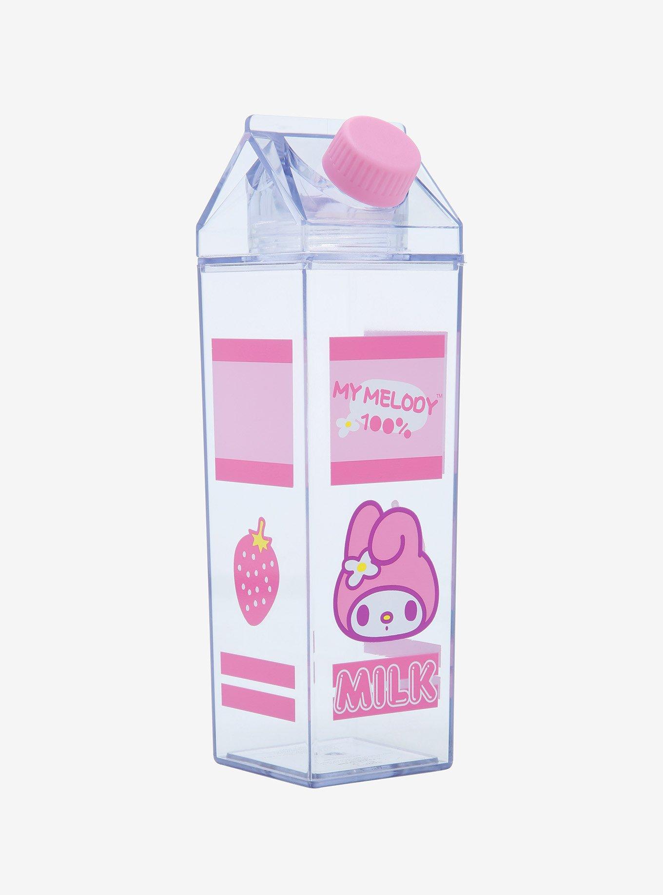 Clear Milk Carton Water Bottle Strawberry Kawaii