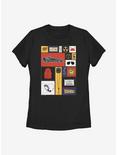 Back To The Future Boxes Icons Womens T-Shirt, BLACK, hi-res