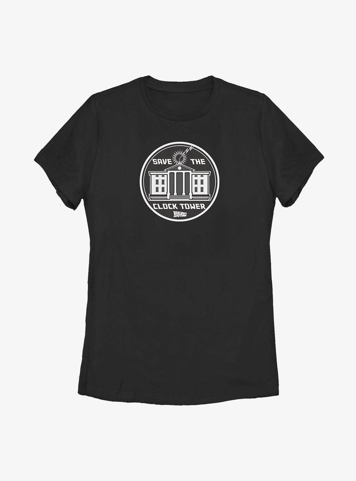 Back To The Future Clock Tower Button Womens T-Shirt, , hi-res