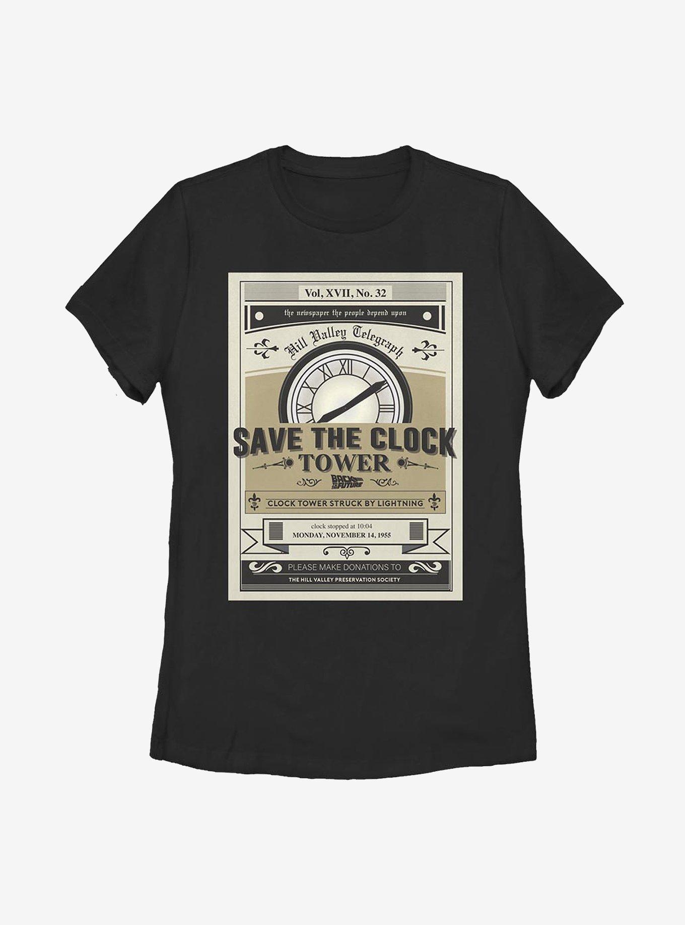 Back To The Future Clock Tower Flyer Womens T-Shirt, , hi-res