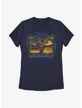 Back To The Future DeLorean Schematic Womens T-Shirt, , hi-res