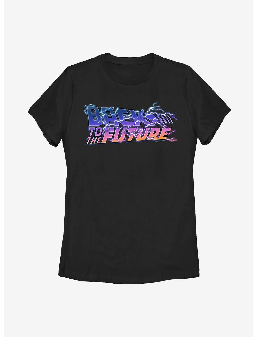 Back To The Future Lightning Logo Womens T-Shirt, BLACK, hi-res