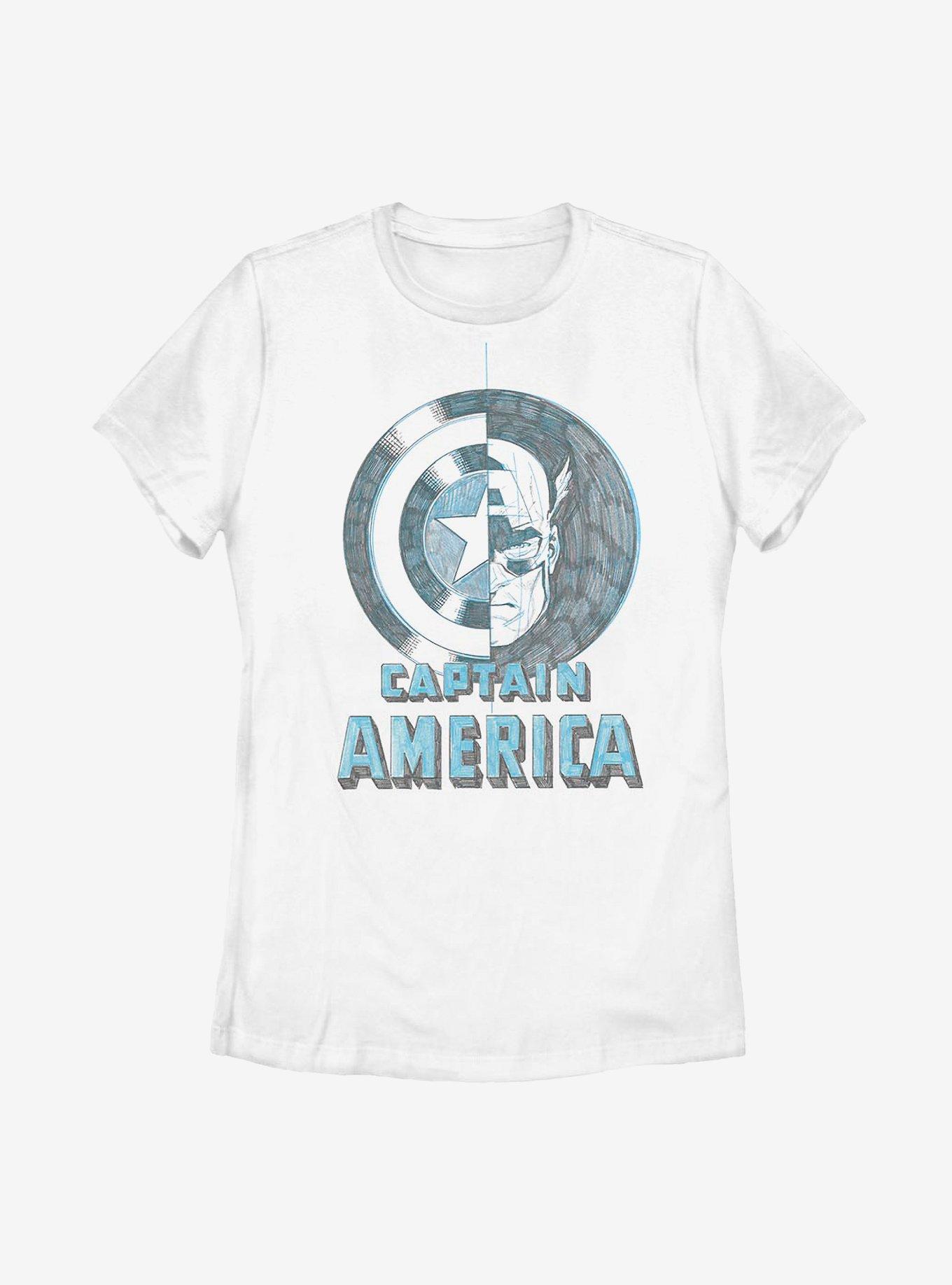 Marvel Captain America Shield Face Womens T-Shirt, WHITE, hi-res