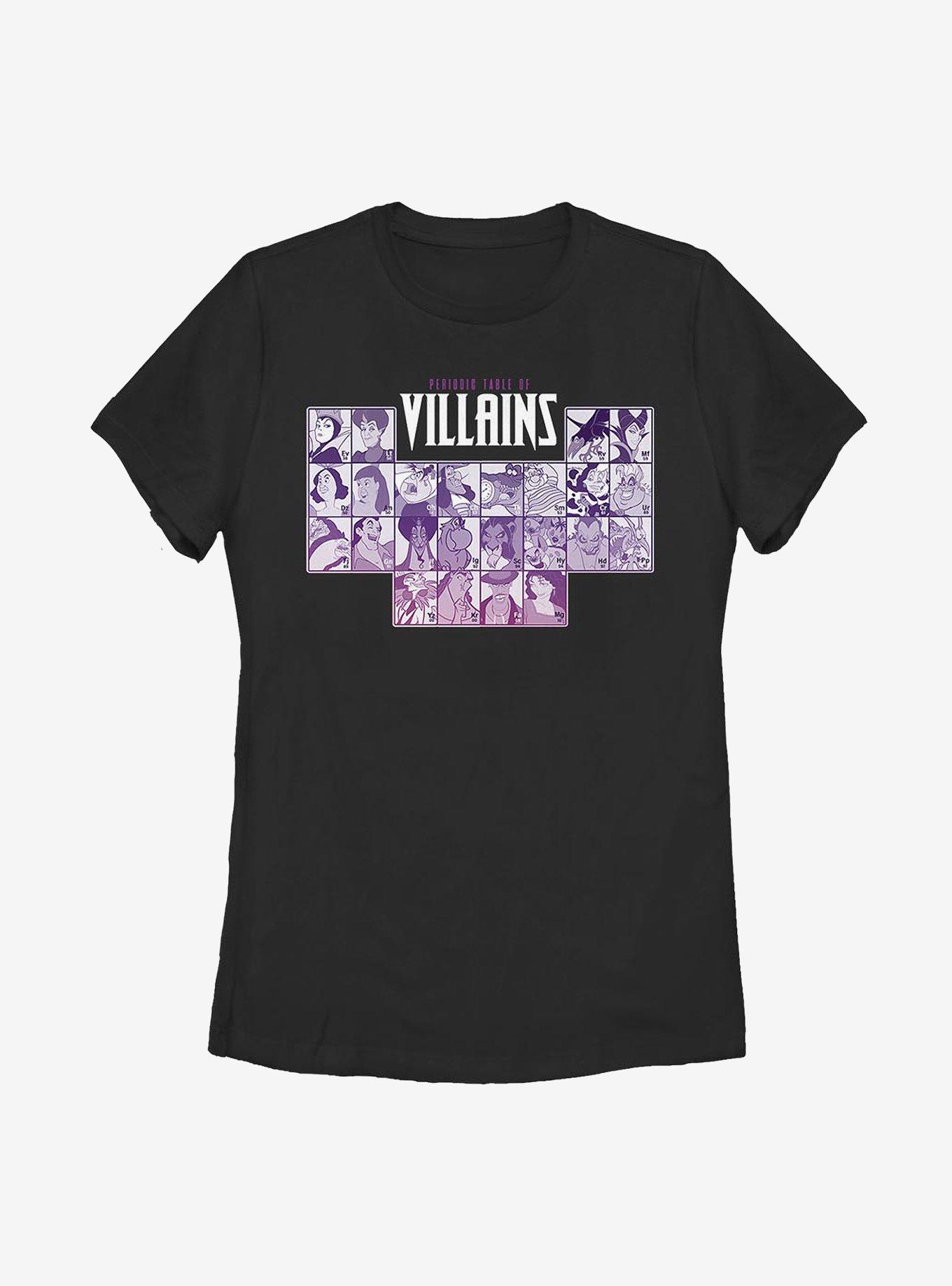 Disney Villains Periodic Table Villains Womens T-Shirt, BLACK, hi-res