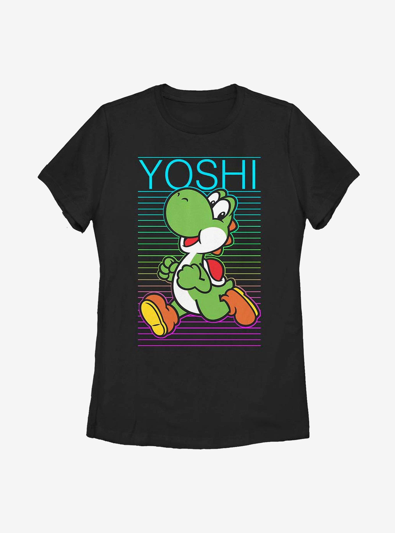 Nintendo Super Mario Yoshi Yoshi Womens T-Shirt - BLACK | BoxLunch