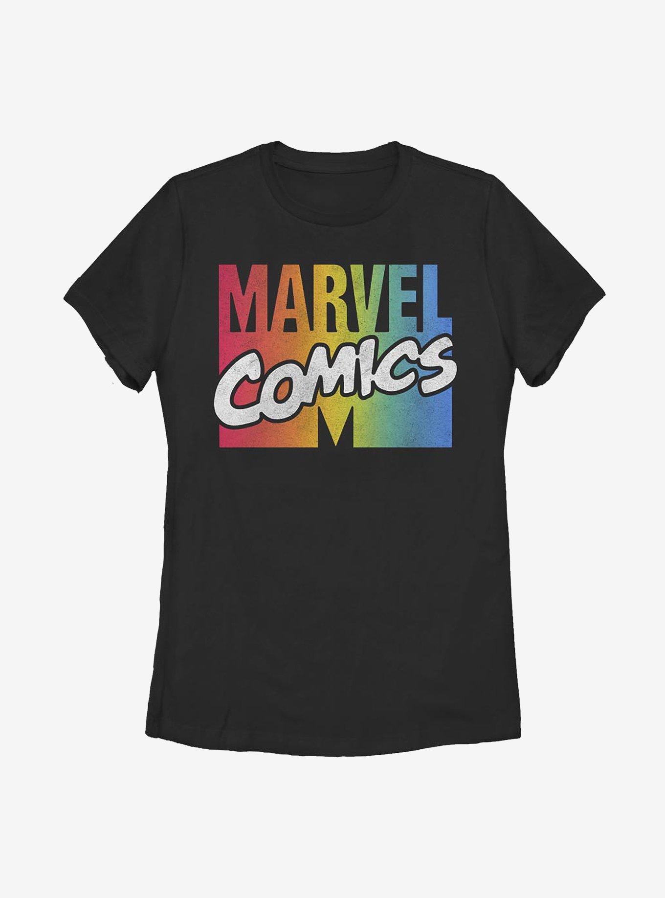 Marvel Comics Spectrum Logo Womens T-Shirt, BLACK, hi-res