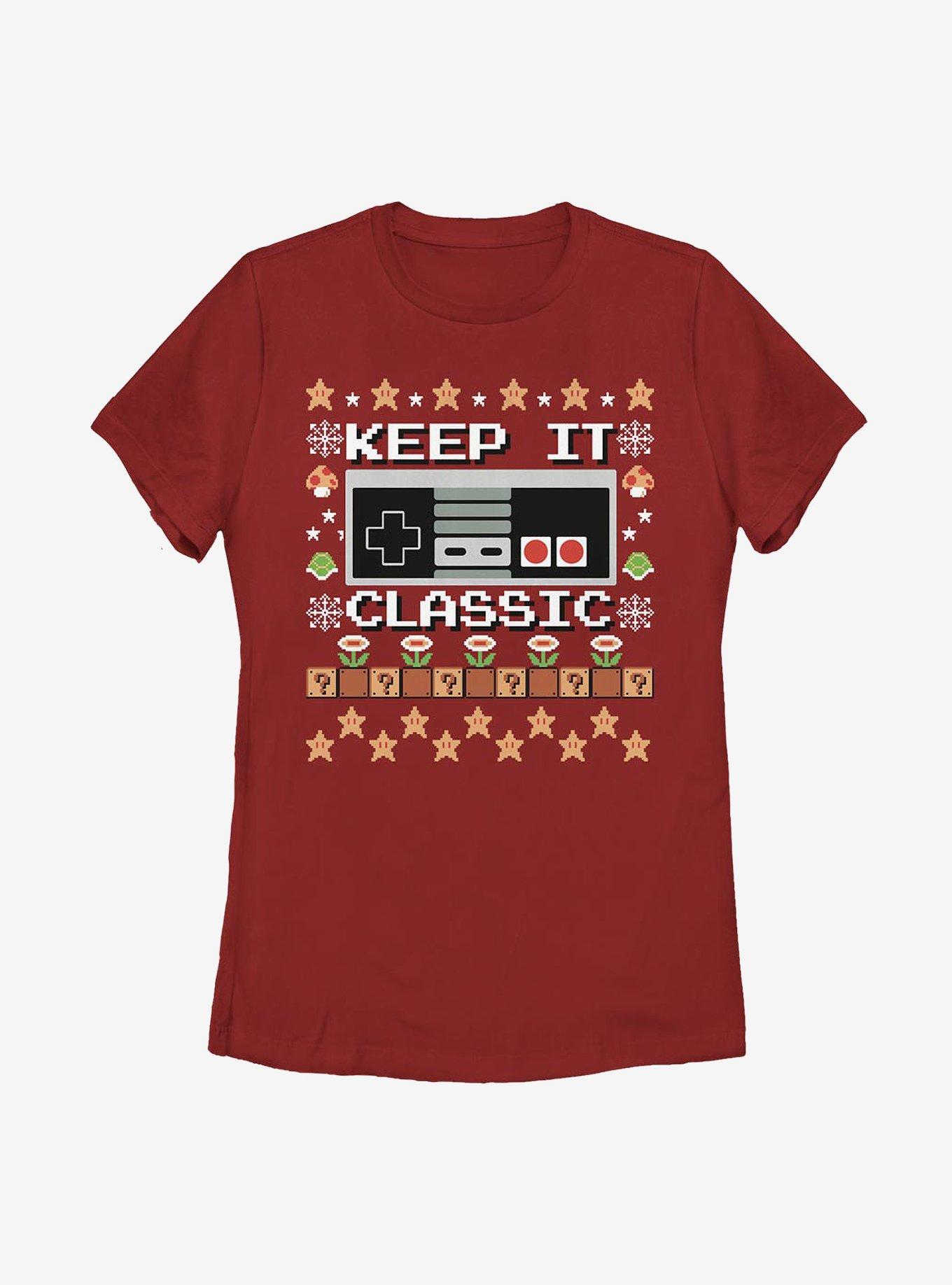 Nintendo Christmas Keep Classic Sweater Pattern Womens T-Shirt, , hi-res