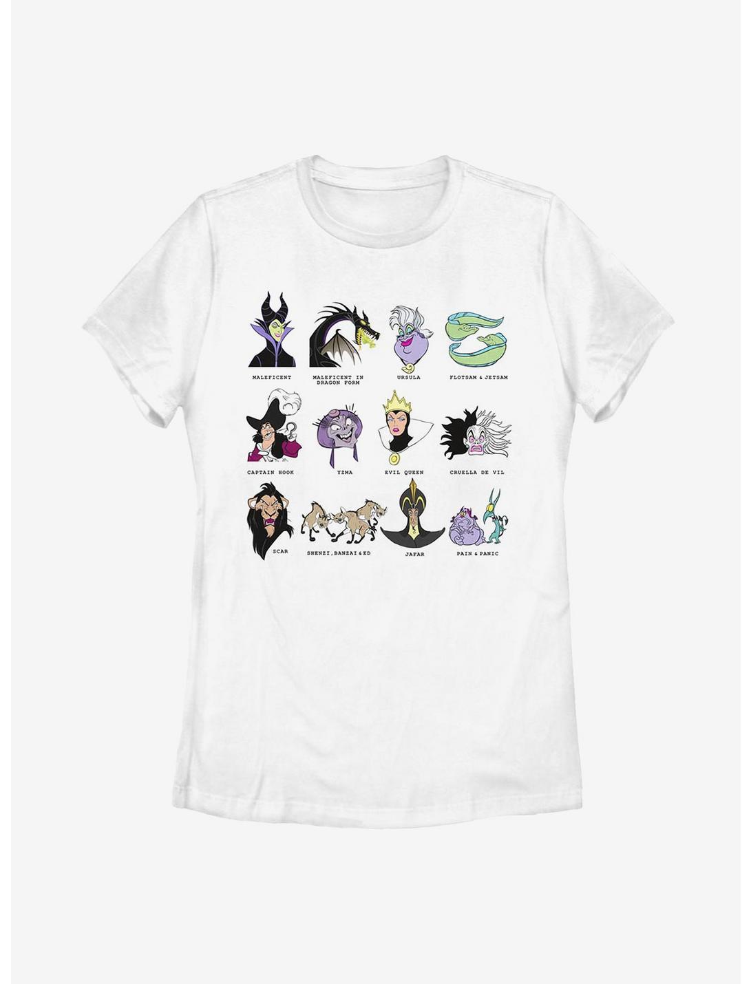 Disney Villains Grid Womens T-Shirt, WHITE, hi-res