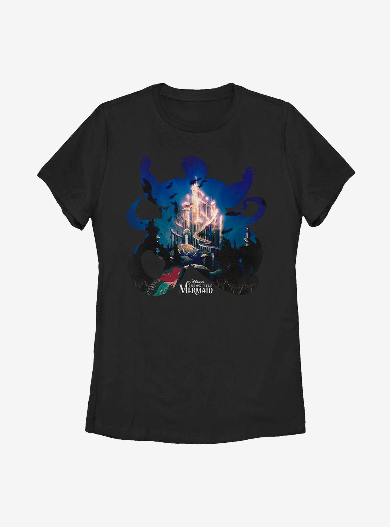 Disney The Little Mermaid Ursula Silhouette Womens T-Shirt, BLACK, hi-res
