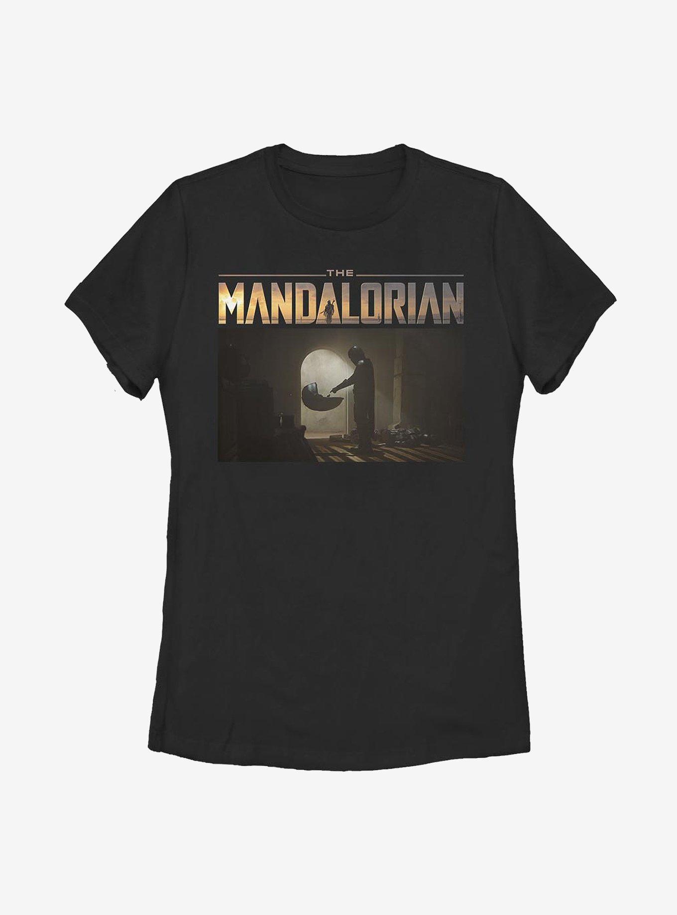 Star Wars The Mandalorian Logo Scene Womens T-Shirt, BLACK, hi-res