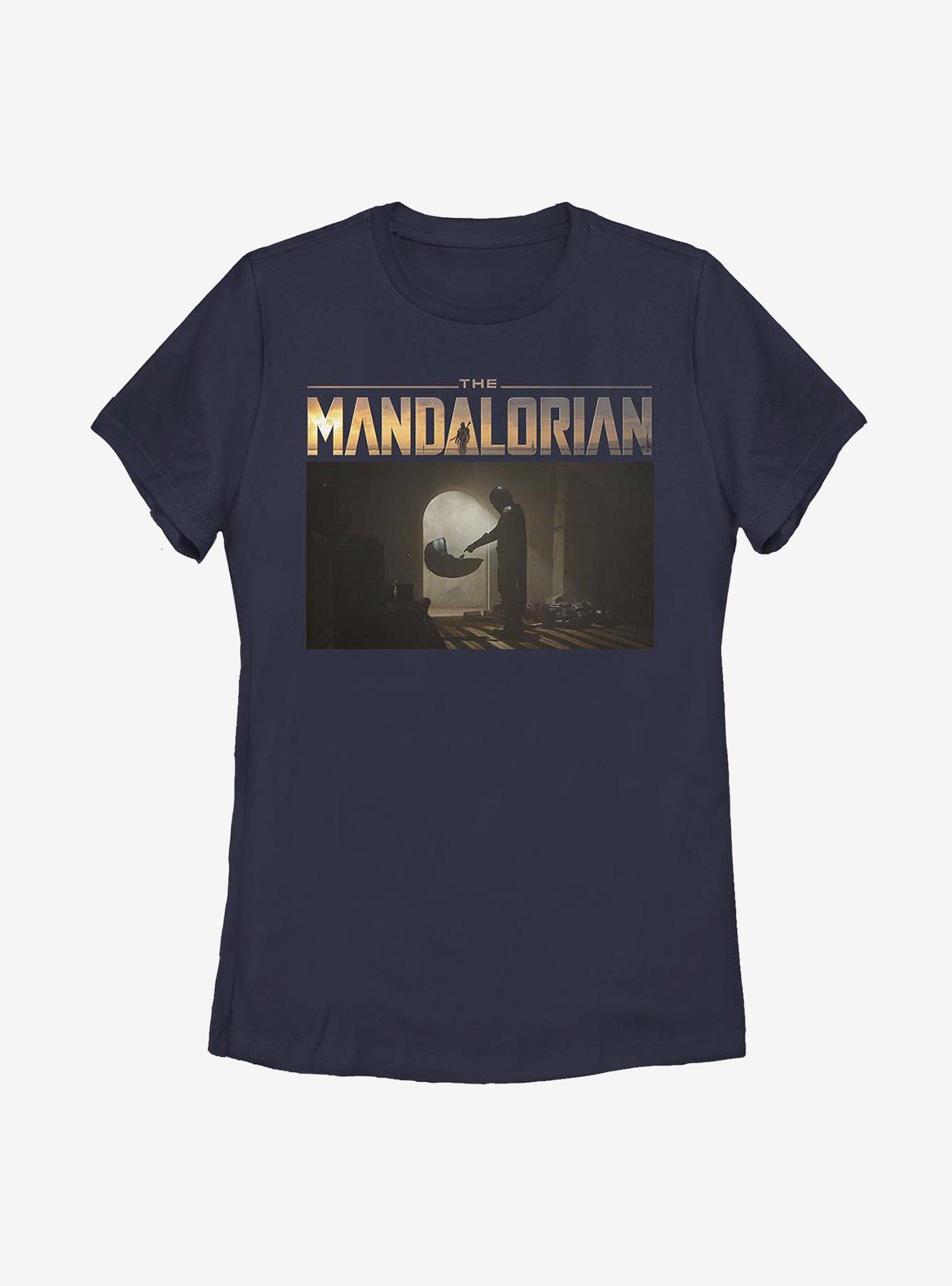 Star Wars The Mandalorian Logo Scene Womens T-Shirt, NAVY, hi-res