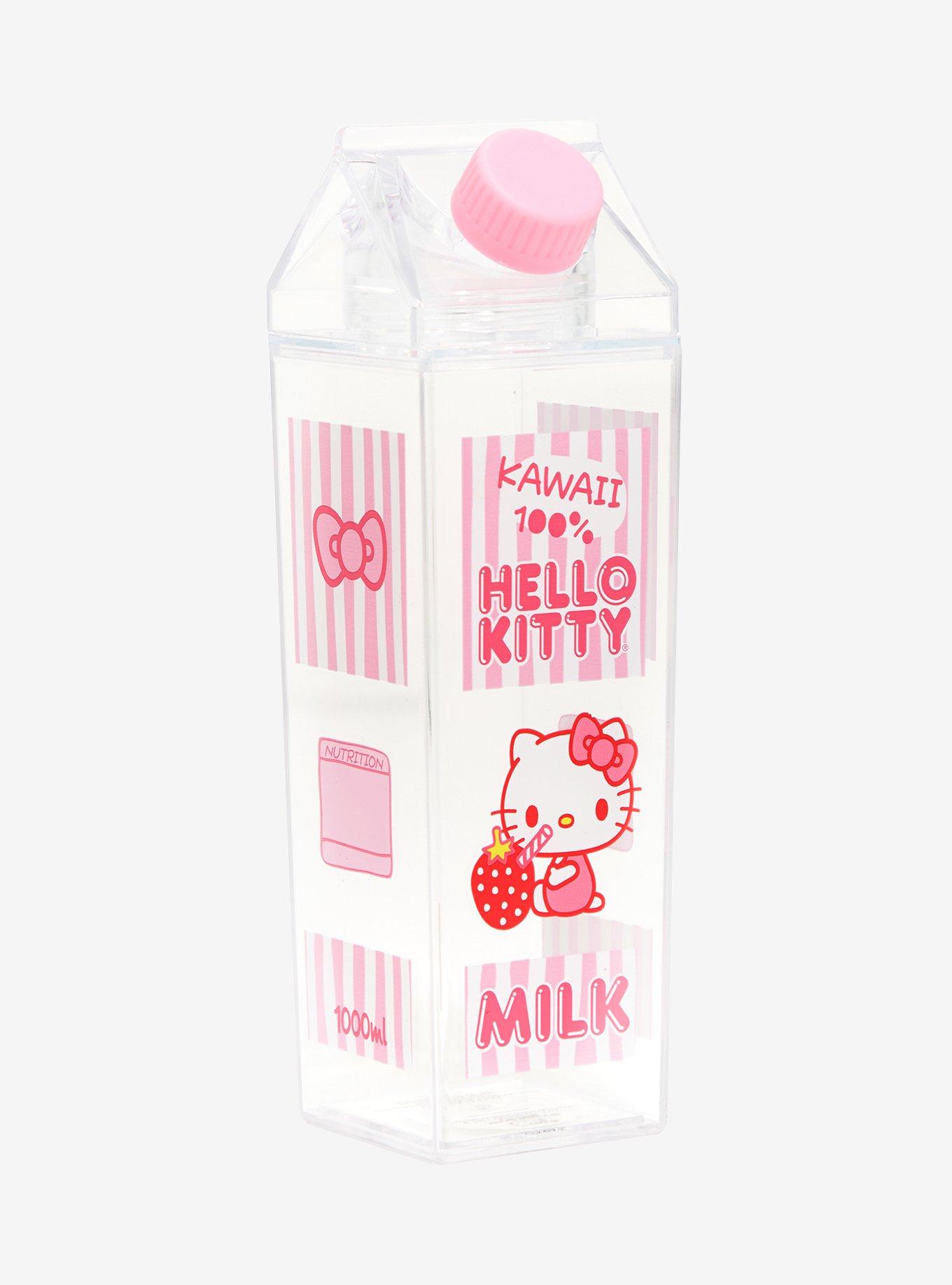 Clear Milk Carton Water Bottle Strawberry Kawaii