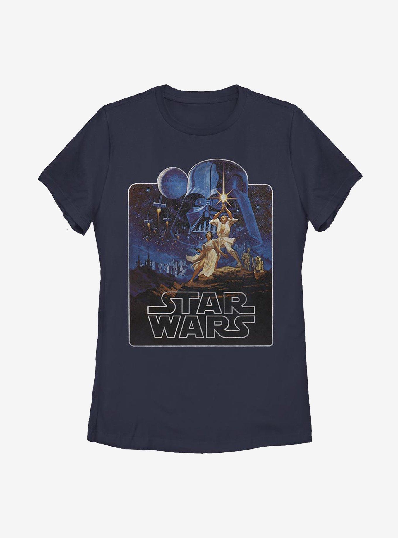 Star Wars 70s Throwback Womens T-Shirt, NAVY, hi-res