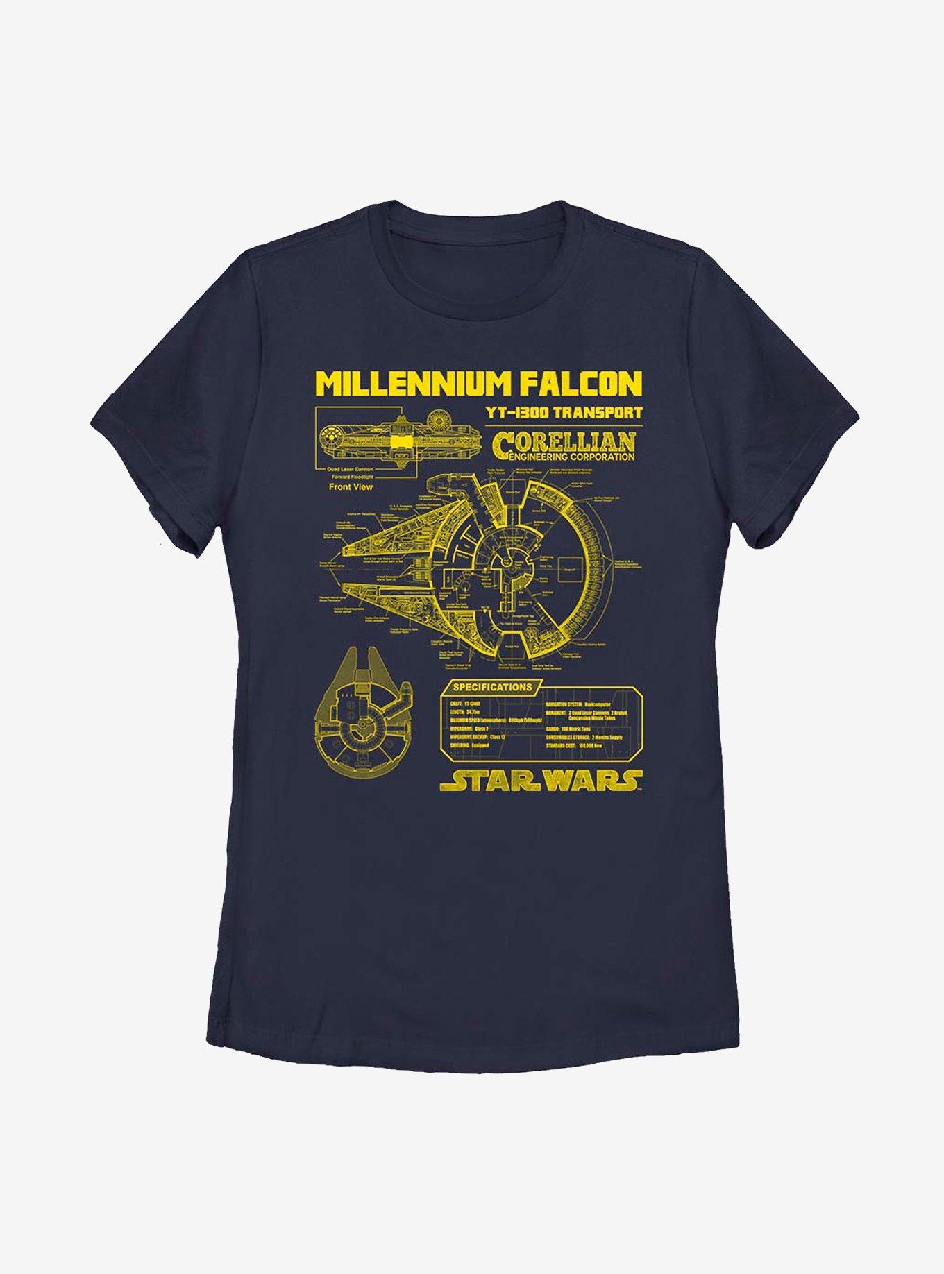 Star Wars Falcon Schematic Womens T-Shirt, , hi-res