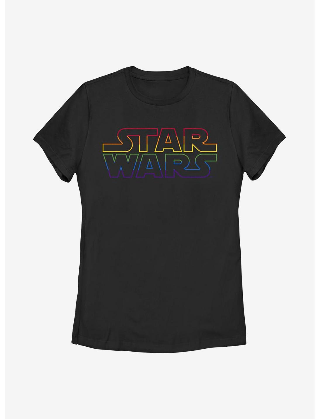 Star Wars Outline Rainbow Logo Womens T-Shirt, BLACK, hi-res