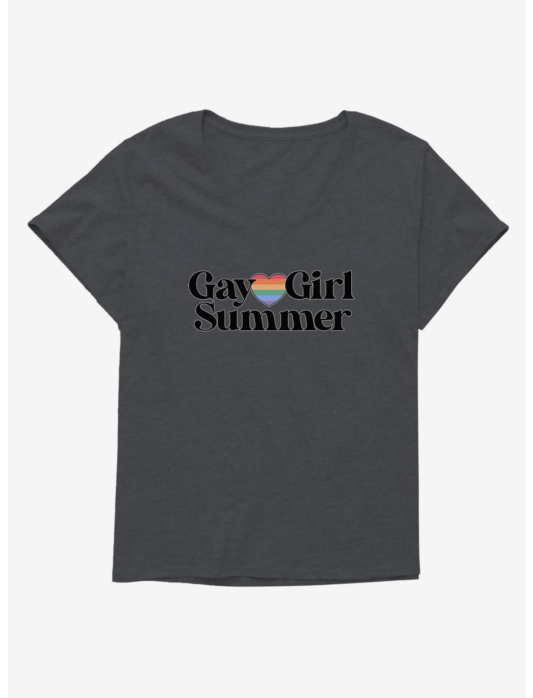 Gay Girl Summer T-Shirt Plus Size, CHARCOAL HEATHER, hi-res