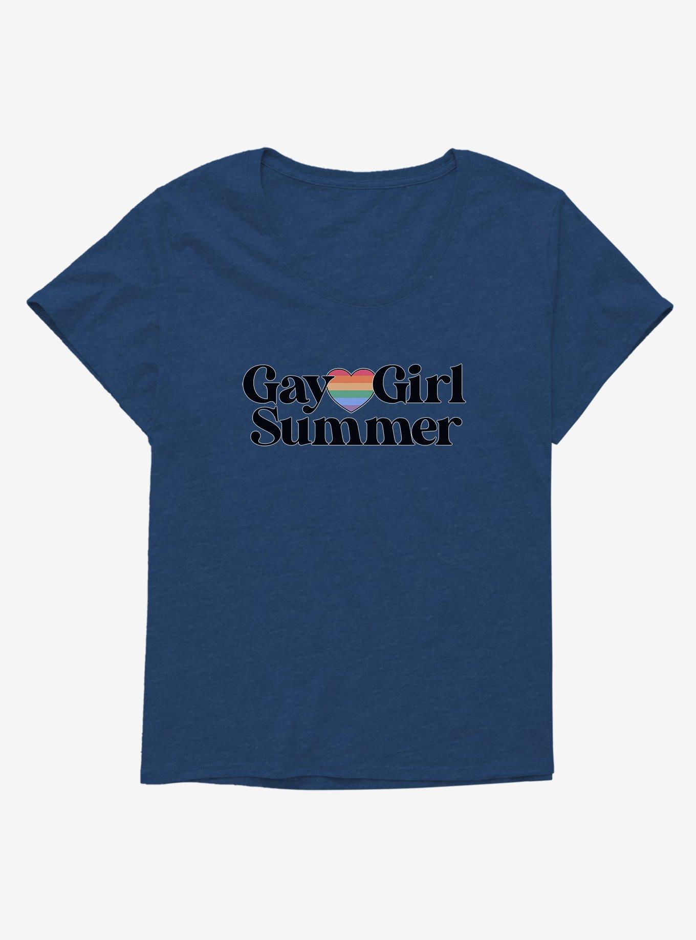 Gay Girl Summer T-Shirt Plus Size, NAVY, hi-res
