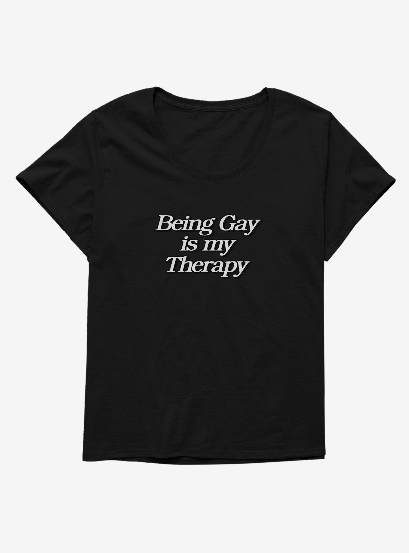 Being Gay Is My Therapy T-Shirt Plus Size, BLACK, hi-res