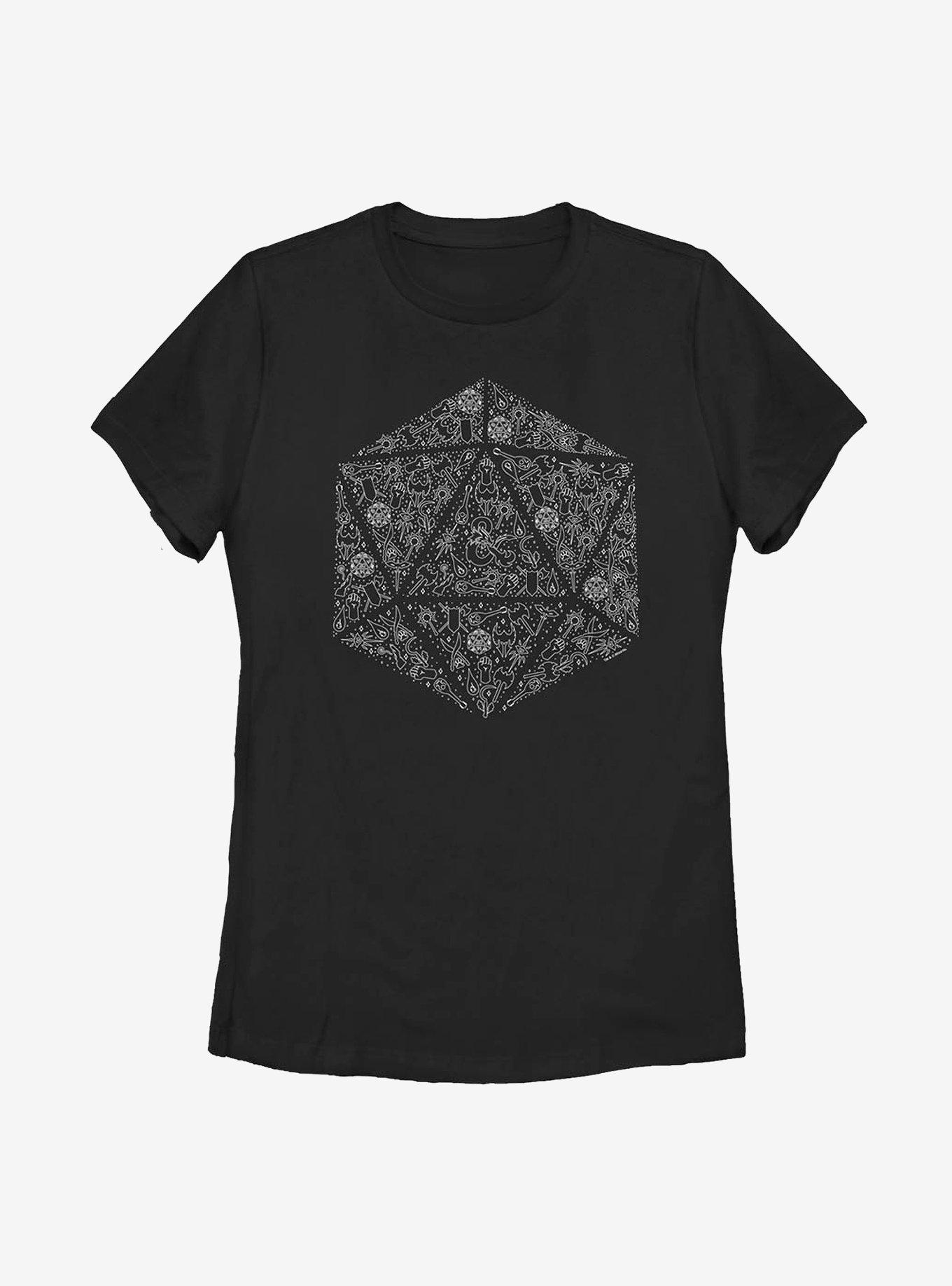 Dungeons & Dragons Celestial D20 Womens T-Shirt, BLACK, hi-res