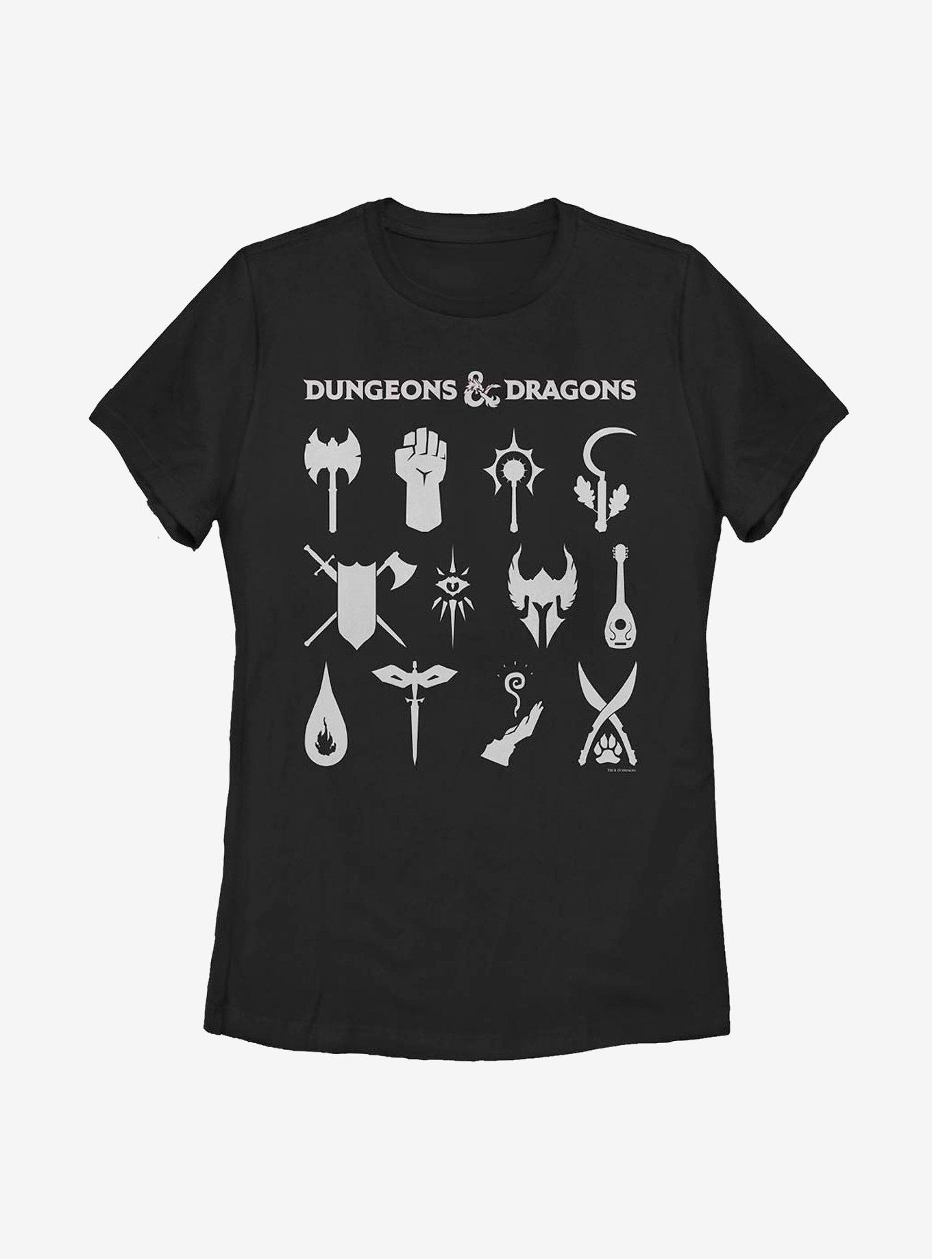 Dungeons & Dragons Dungeon Classes Womens T-Shirt, BLACK, hi-res