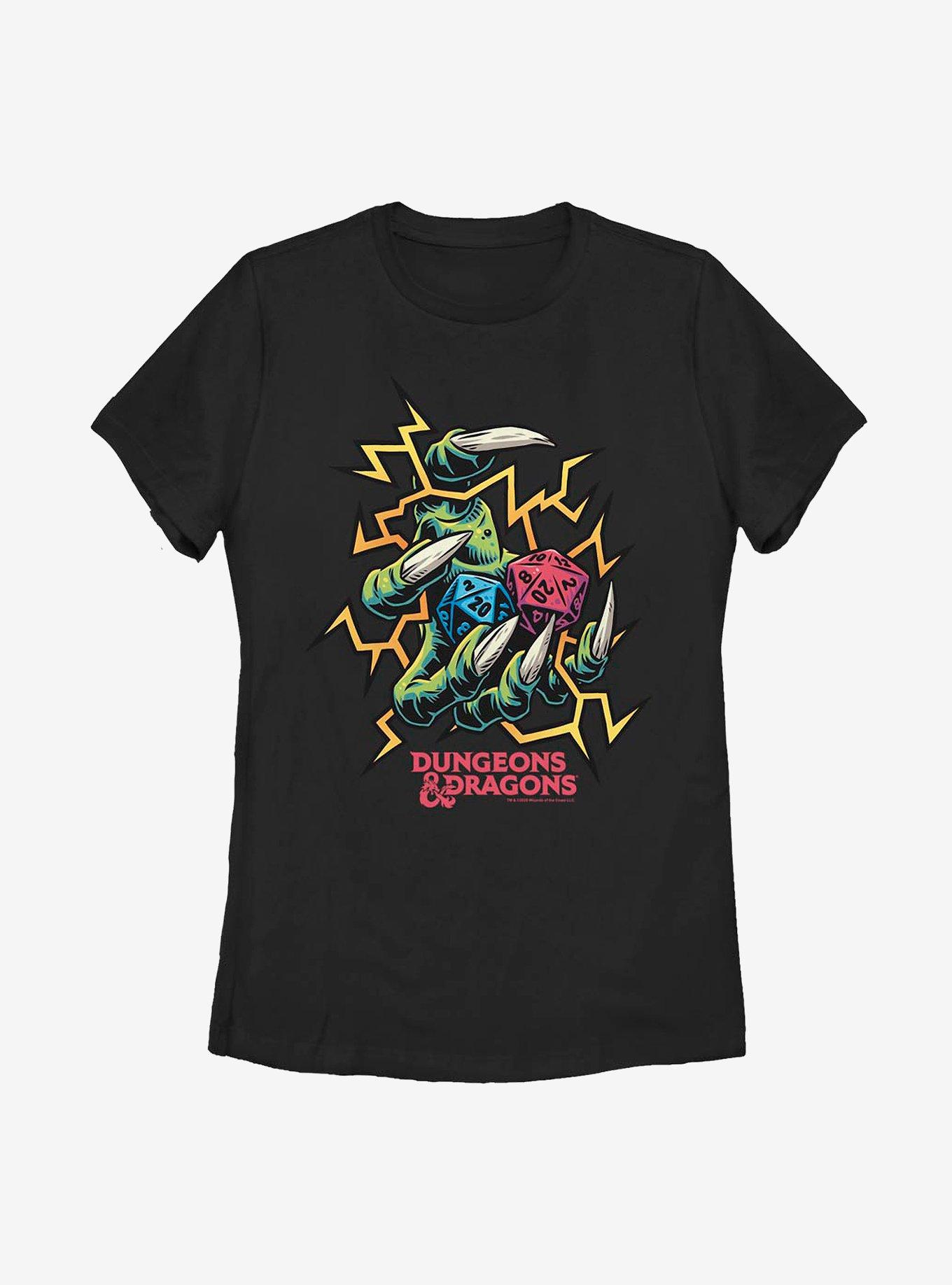 Dungeons & Dragons Electric Dice Roll Womens T-Shirt, BLACK, hi-res