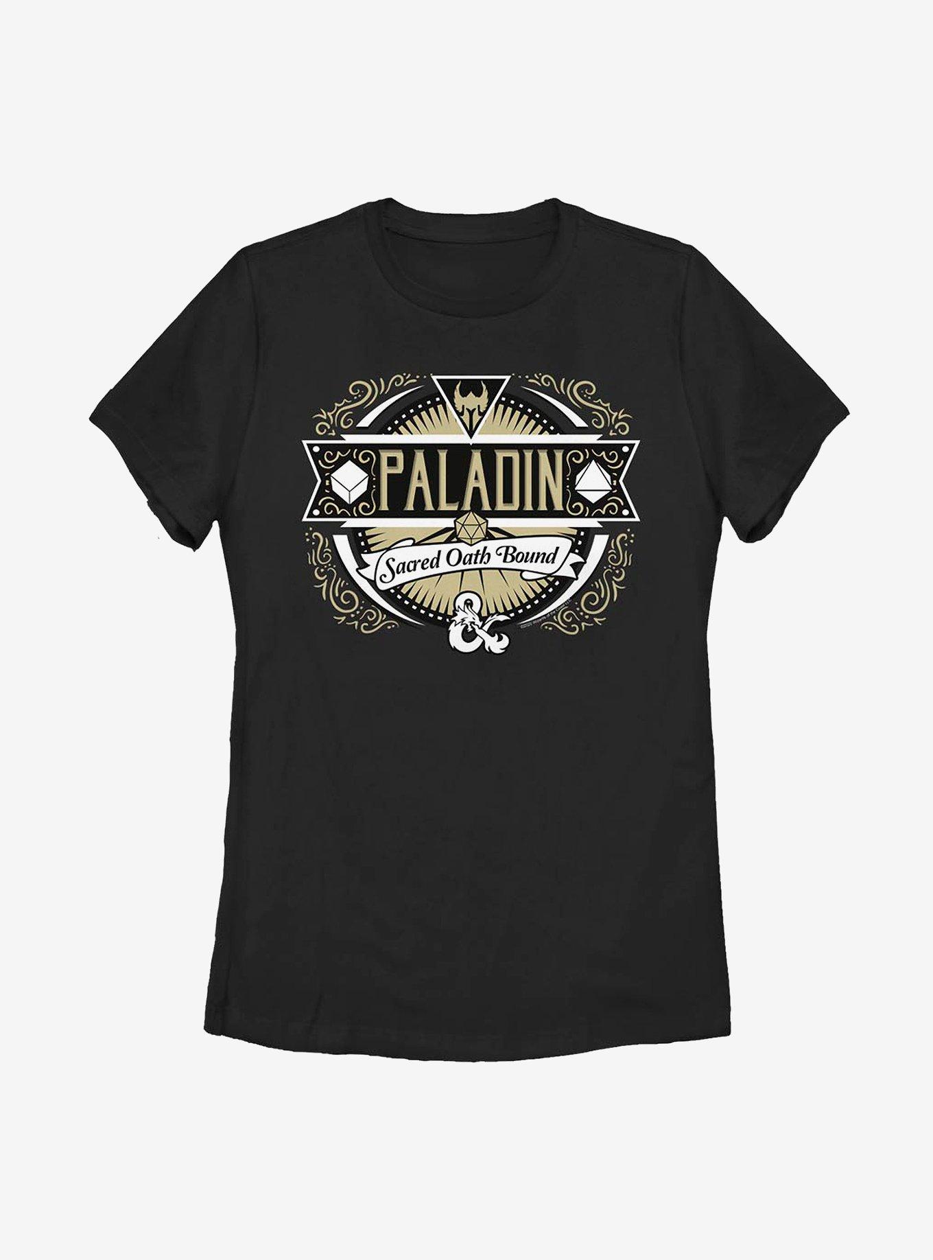 Dungeons & Dragons Paladin Label Womens T-Shirt, BLACK, hi-res