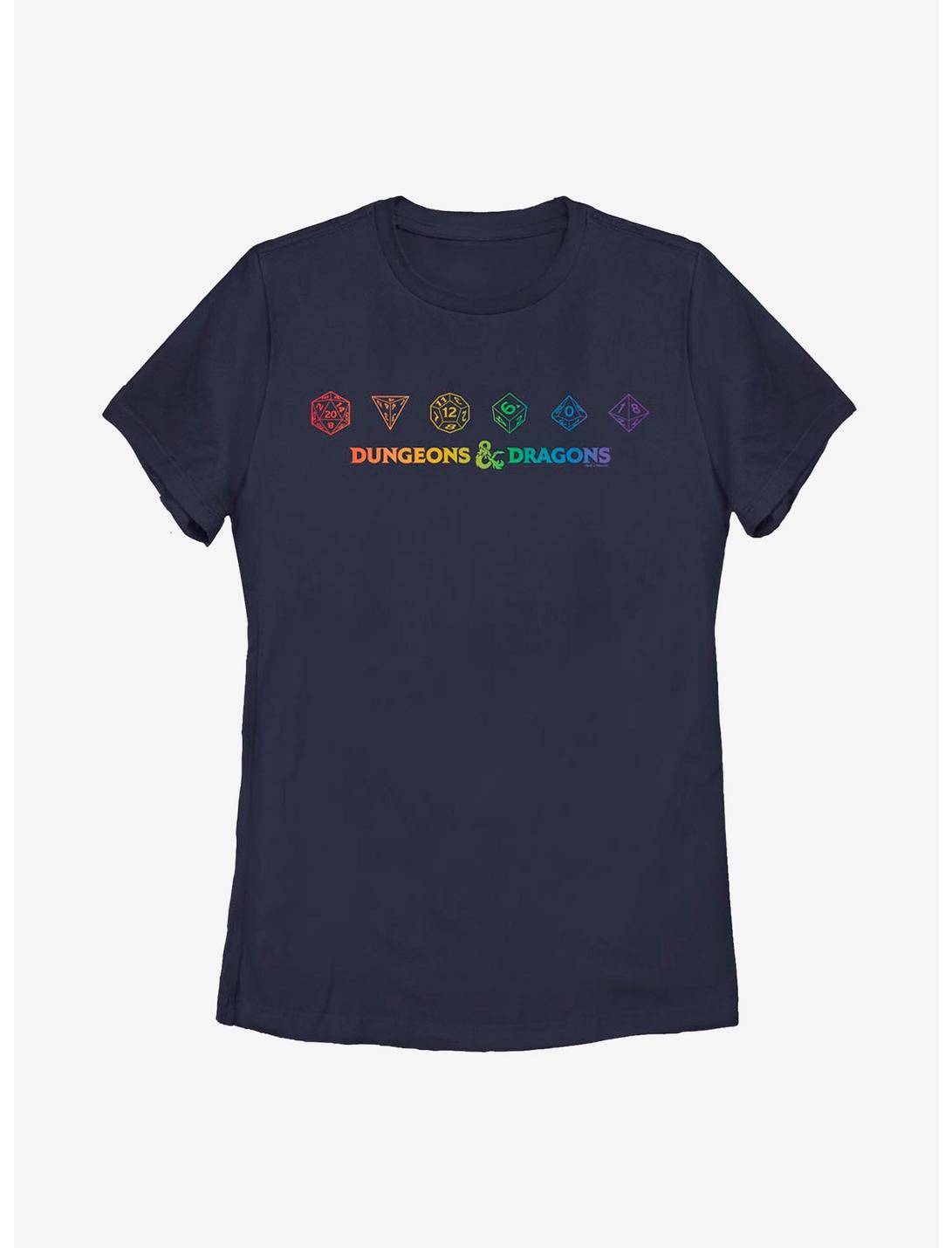 Dungeons & Dragons Rainbow Dice Womens T-Shirt, NAVY, hi-res