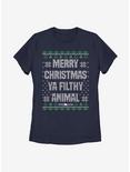 Home Alone Merry Christmas Holiday Sweater Psttern Womens T-Shirt, NAVY, hi-res