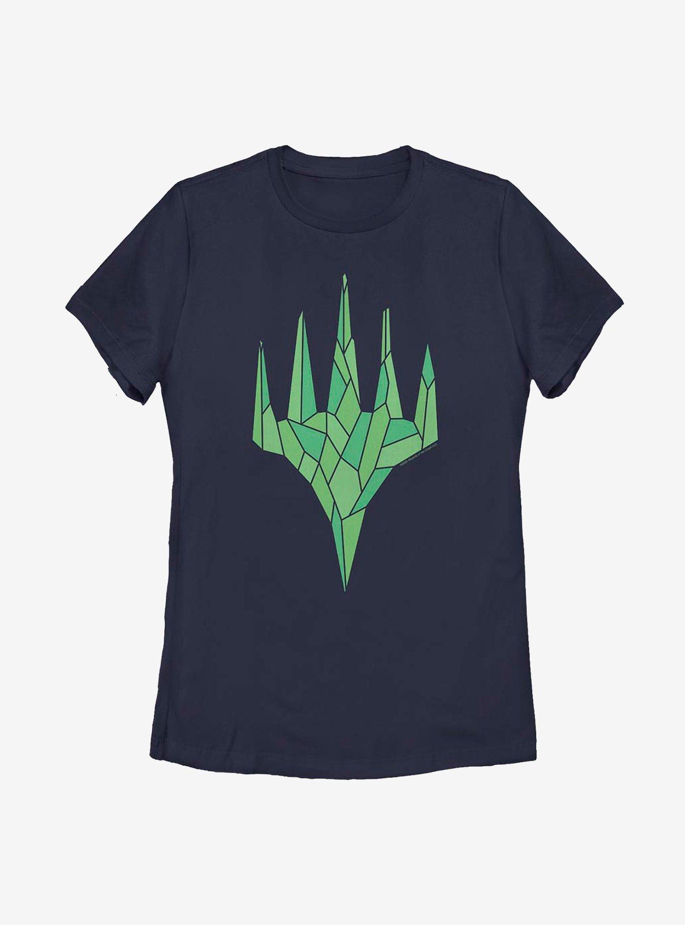Magic: The Gathering Green Crystal Womens T-Shirt, NAVY, hi-res