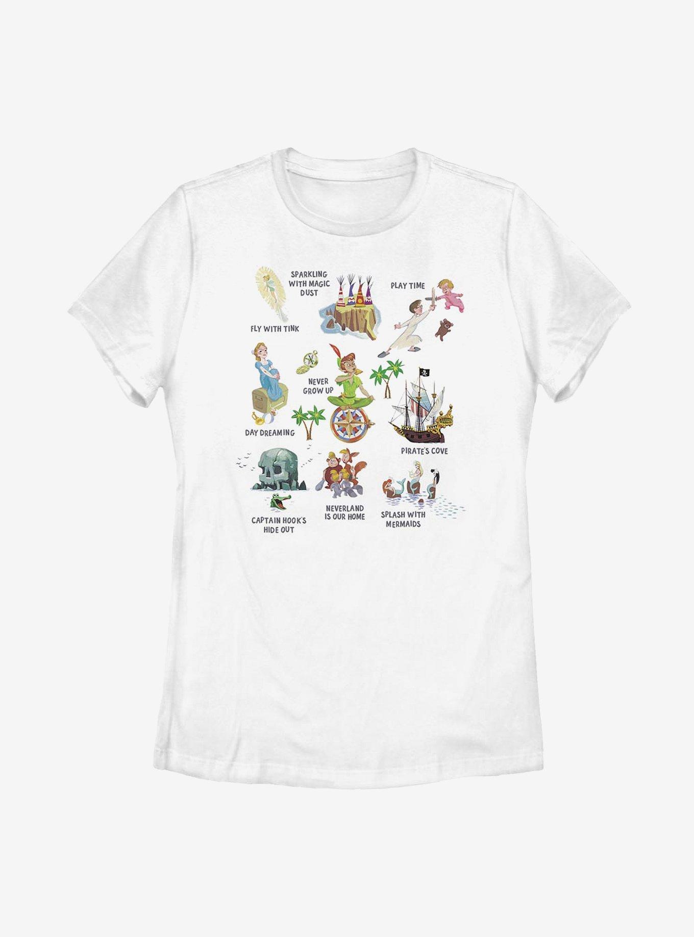 Disney Peter Pan Tinker Bell Cute Elements Womens T-Shirt, WHITE, hi-res