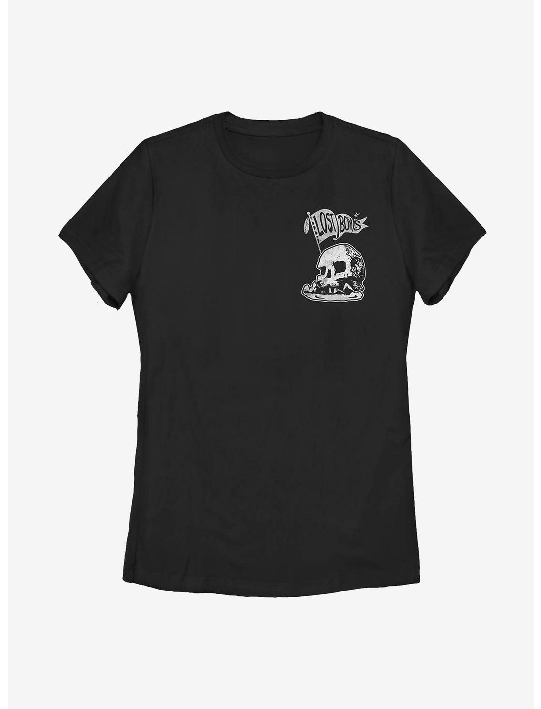 Disney Peter Pan Tinker Bell Skull Rocket Flag Womens T-Shirt, BLACK, hi-res