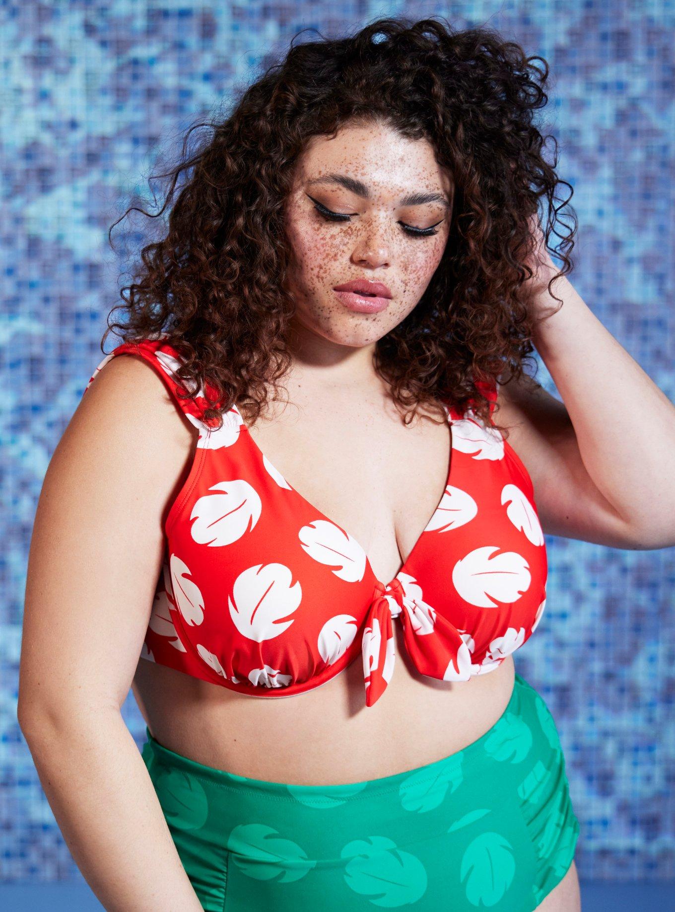 Disney Lilo Stitch Leaf Print Swim Top Plus Size