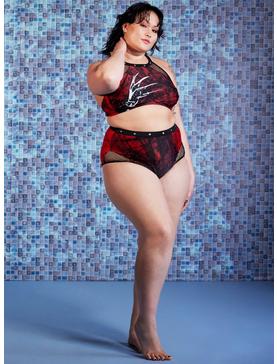 A Nightmare On Elm Street Grommet High-Waisted Swim Bottoms Plus Size, , hi-res