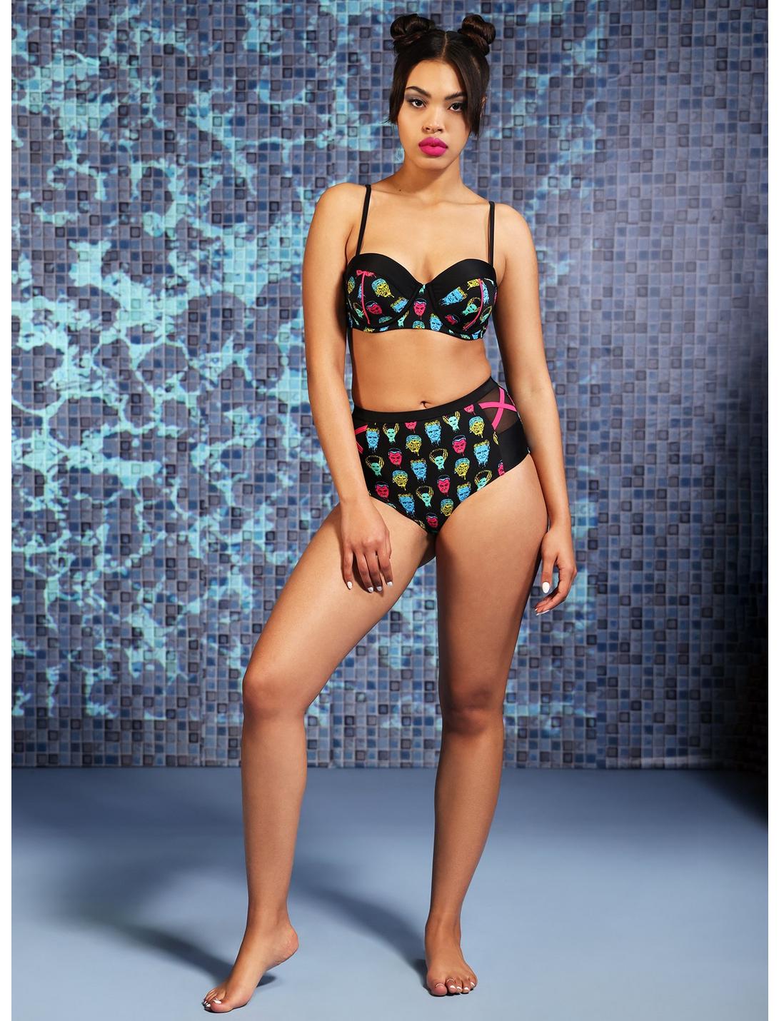 Universal Monsters Heads High-Waisted Swim Bottoms, MULTI, hi-res
