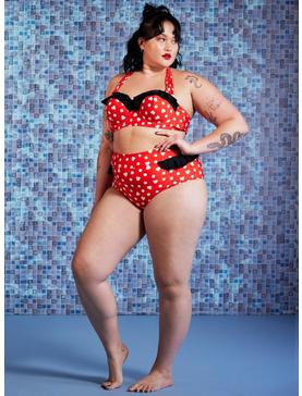 Disney Minnie Mouse Ruffled High-Waisted Swim Bottoms Plus Size, , hi-res