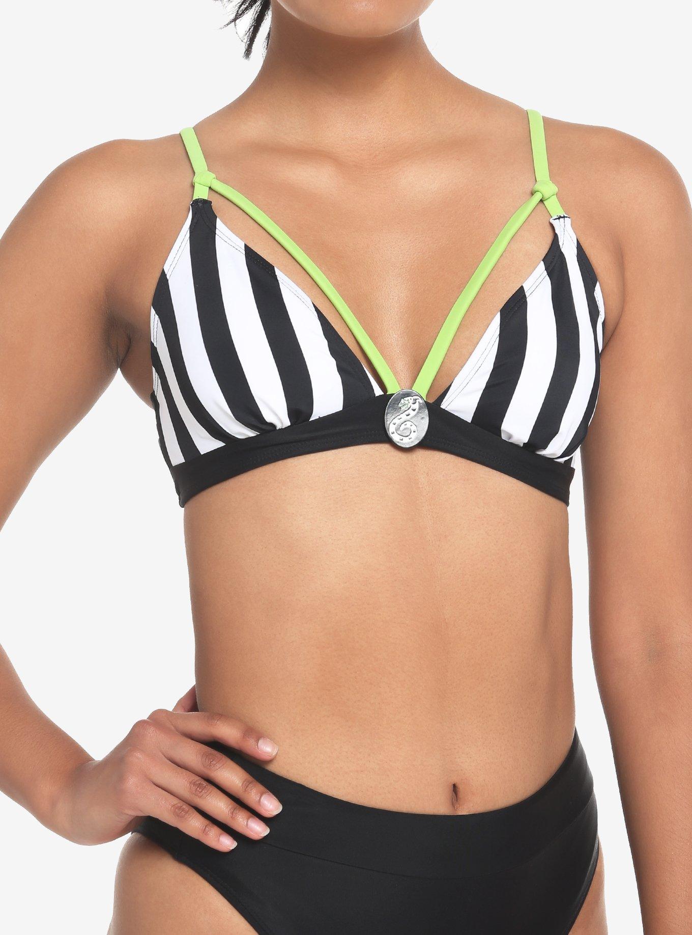 Beetlejuice Stripe Strappy Swim Top, MULTI, hi-res view 1