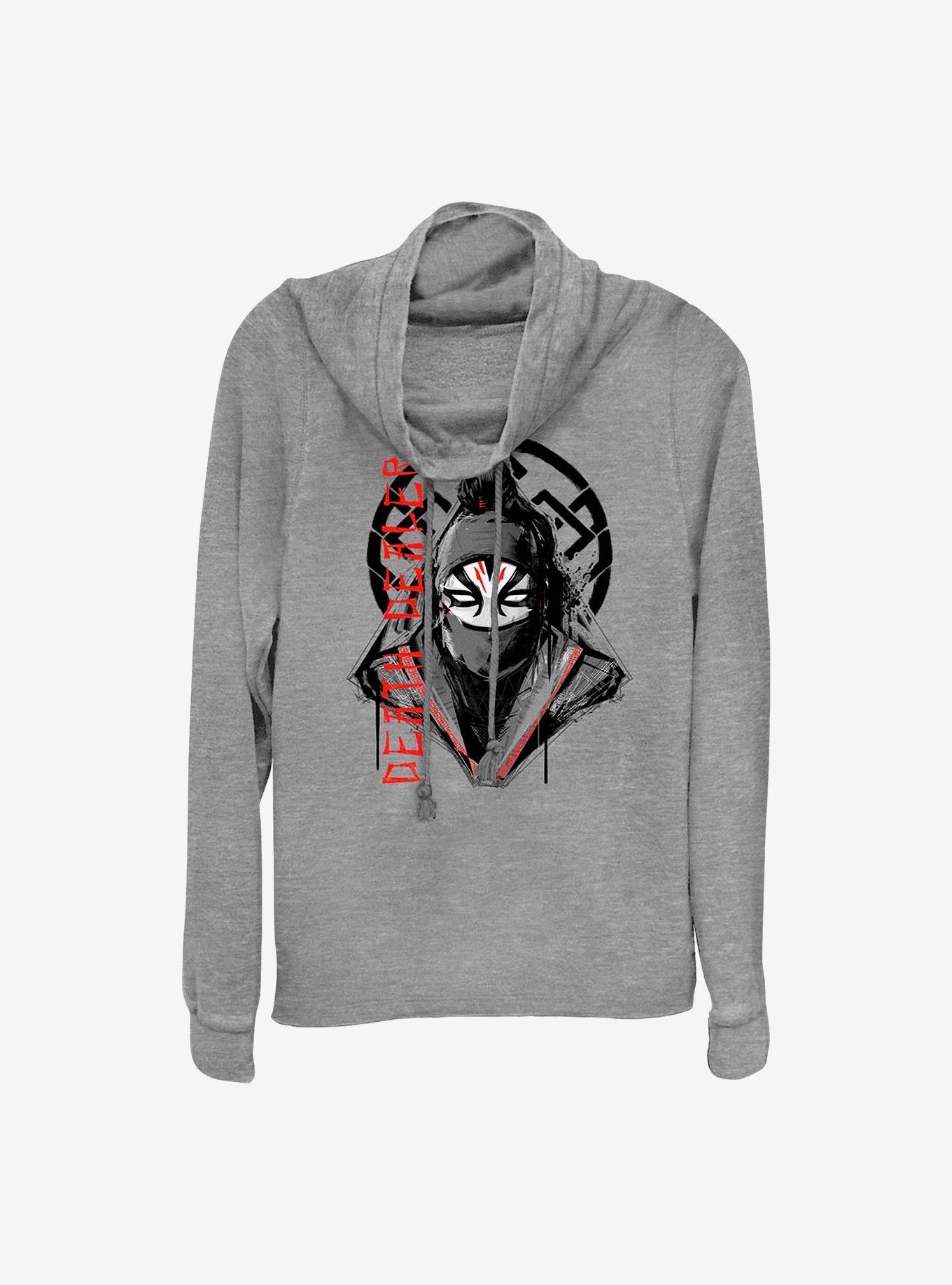 Marvel Shang-Chi And The Legend Of The Ten Rings Death Dealer Cowlneck Long-Sleeve Girls Top, GRAY HTR, hi-res