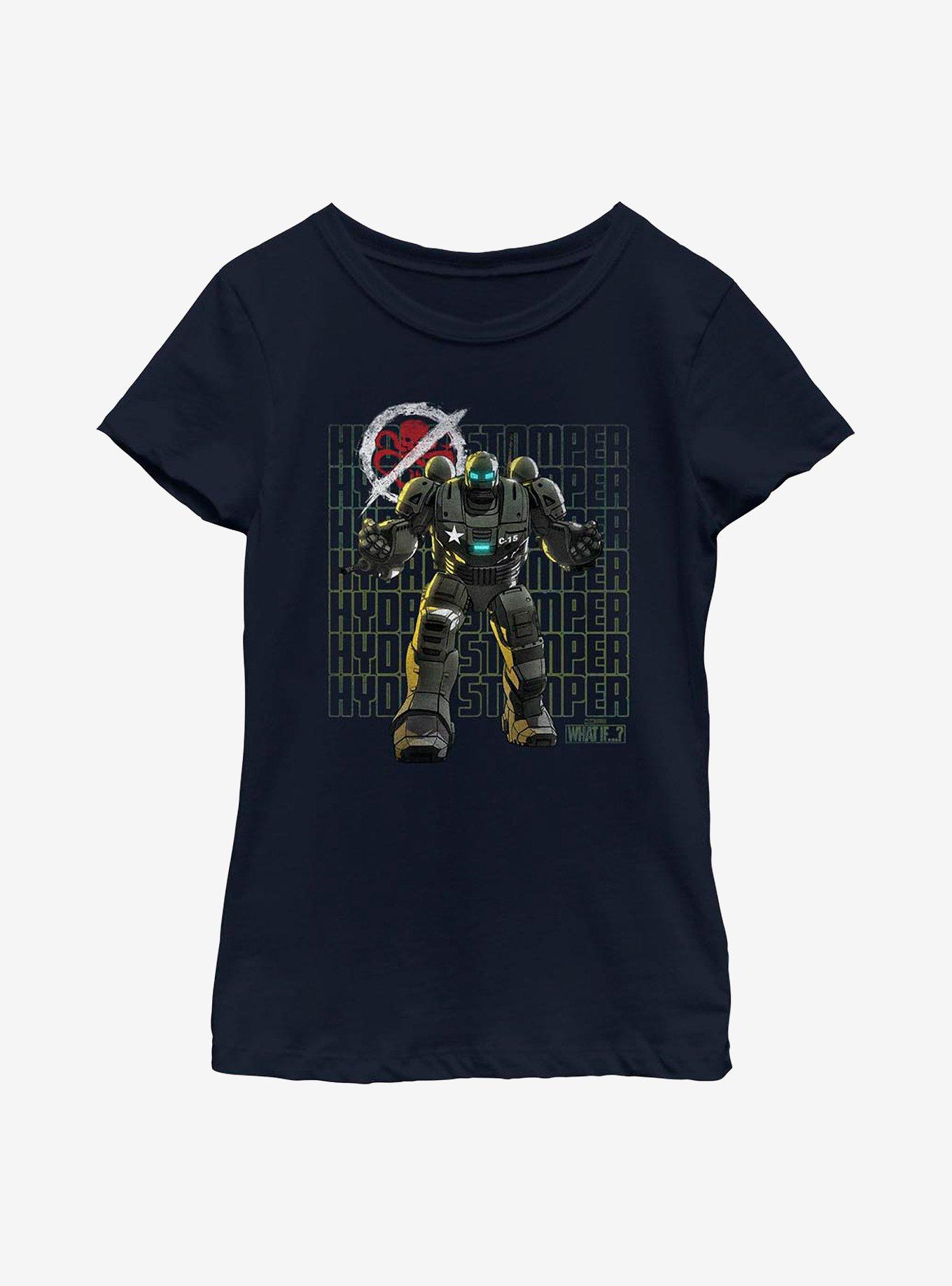 Marvel What If...? Rodgers Stomper Youth Girls T-Shirt, NAVY, hi-res