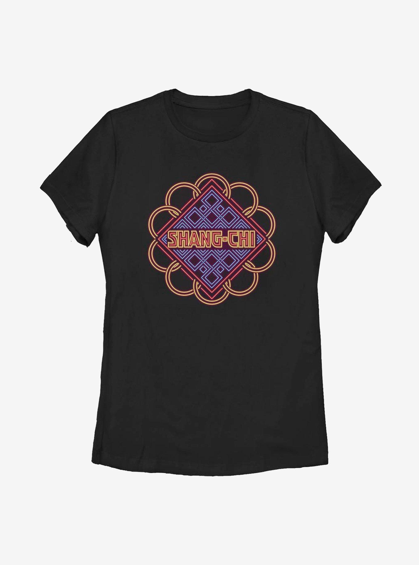 Marvel Shang-Chi And The Legend Of The Ten Rings Neon Logo Rings Womens T-Shirt, BLACK, hi-res