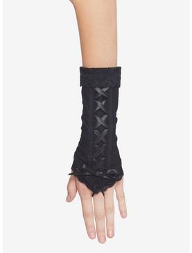 Black Lace Ribbon Arm Warmers, , hi-res