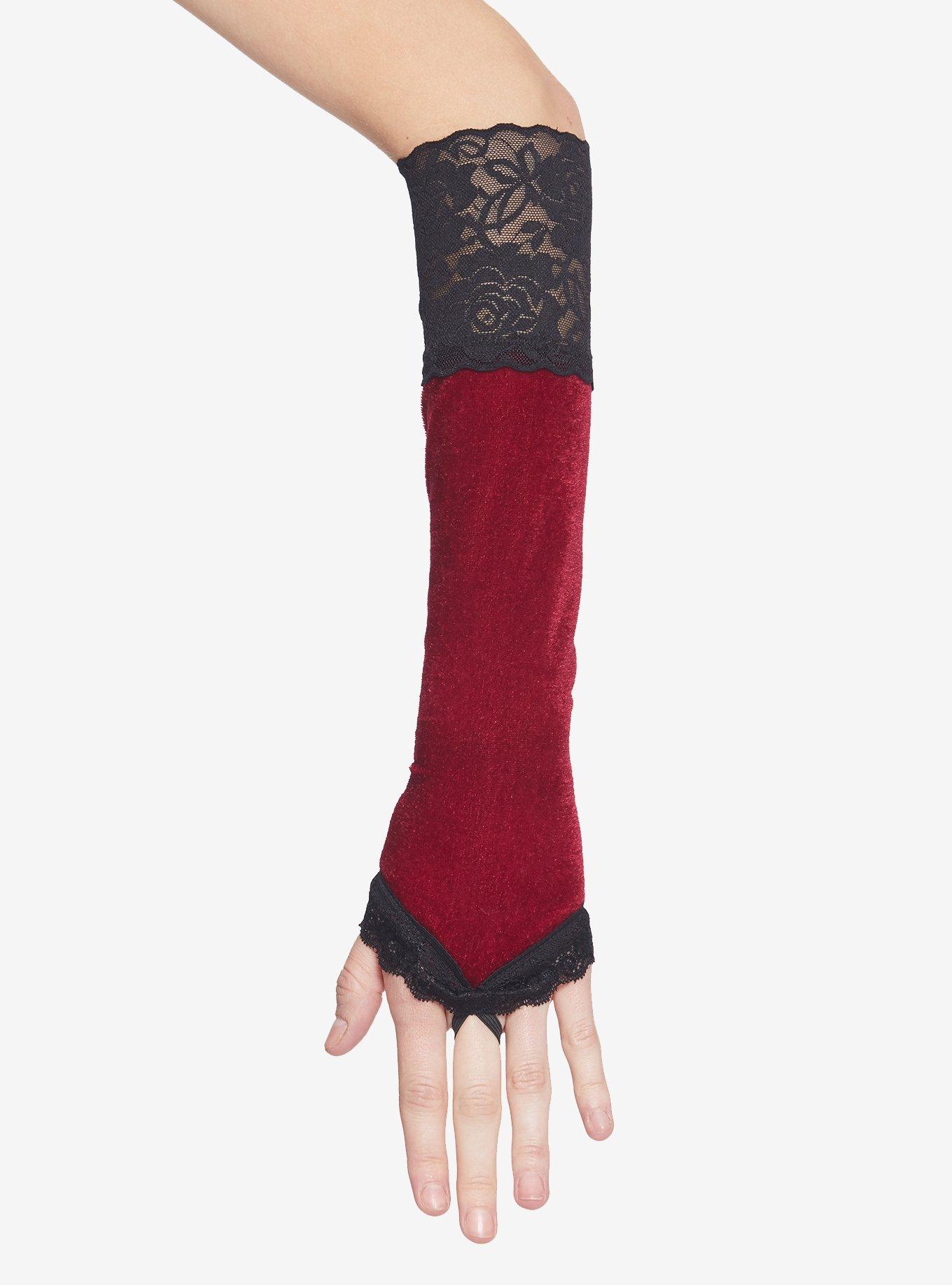 Burgundy Velvet Arm Warmers Hot Topic