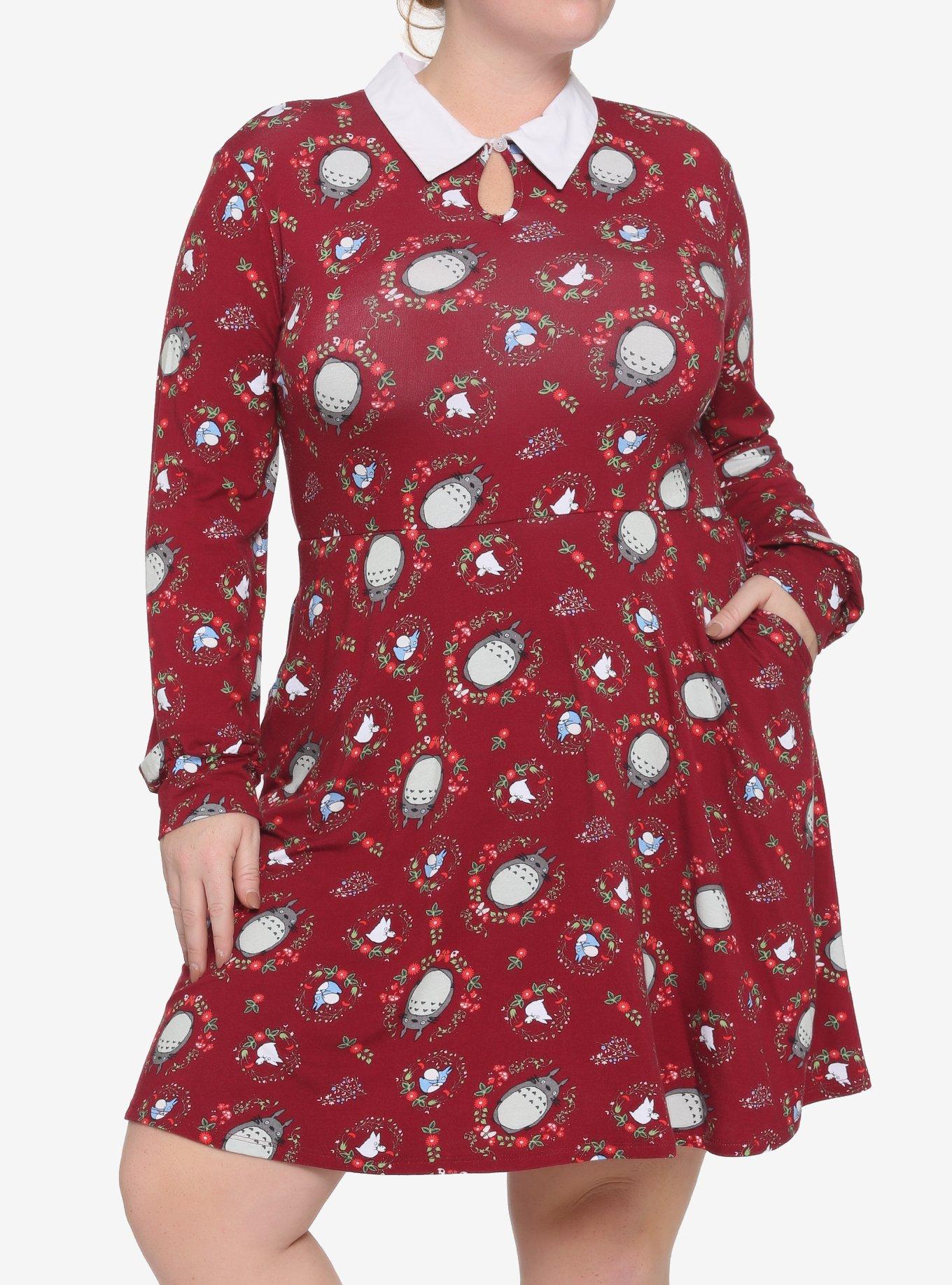 Studio Ghibli My Neighbor Totoro Collared Long-Sleeve Dress Plus Size, MULTI, hi-res