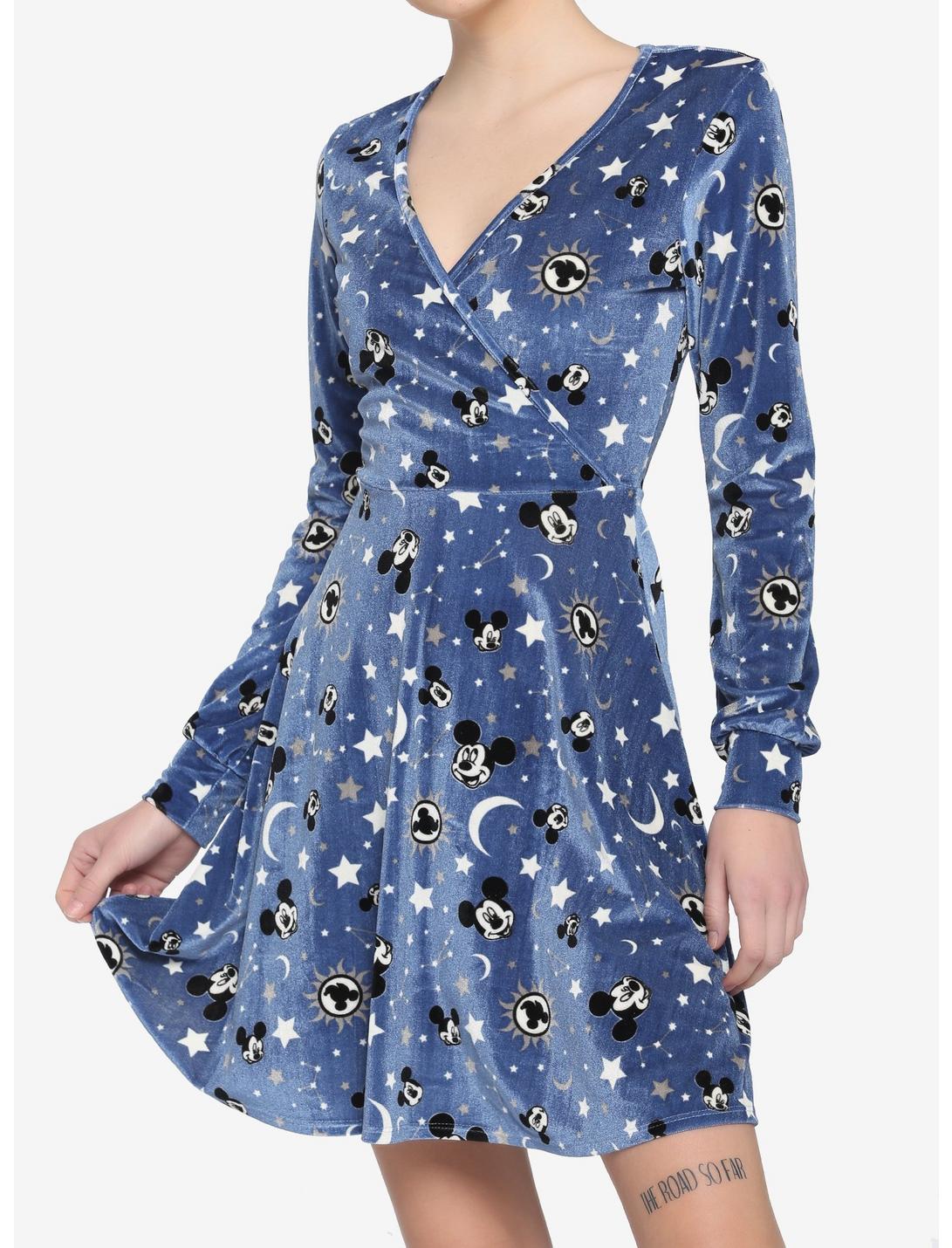 Disney Mickey Mouse Constellation Velvet Long-Sleeve Dress, MULTI, hi-res