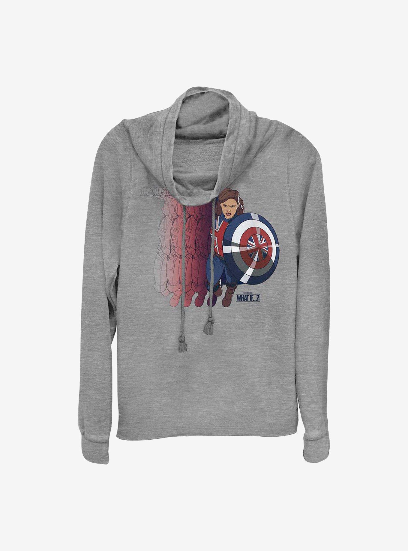 Marvel What If...? Captain Carter Shield Cowlneck Long-Sleeve Girls Top, , hi-res