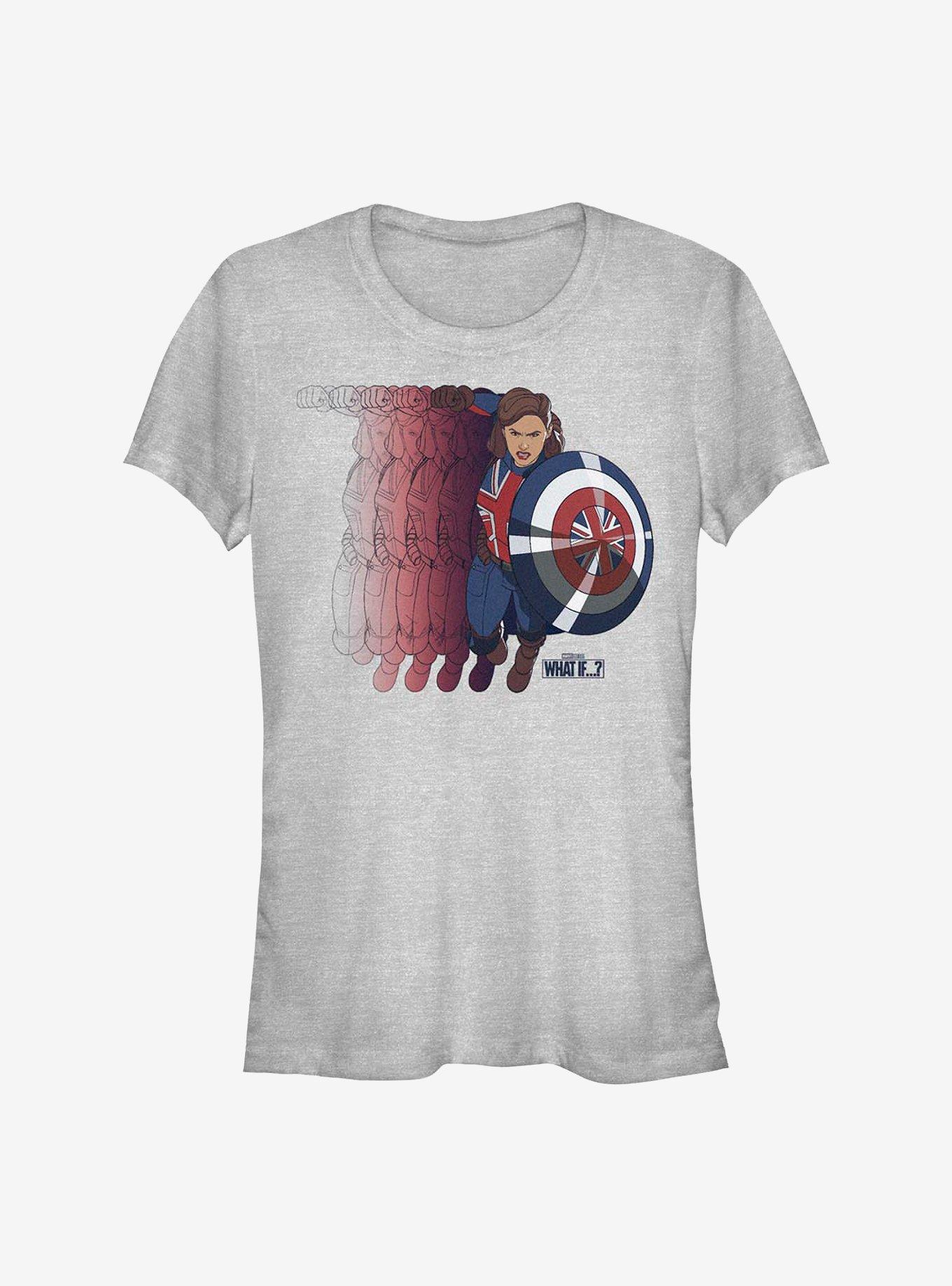 Marvel What If...? Captain Carter Shield Girls T-Shirt, ATH HTR, hi-res