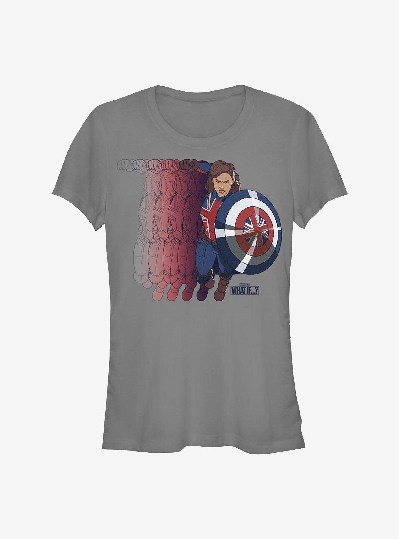 Marvel What If...? Captain Carter Shield Girls T-Shirt, CHARCOAL, hi-res